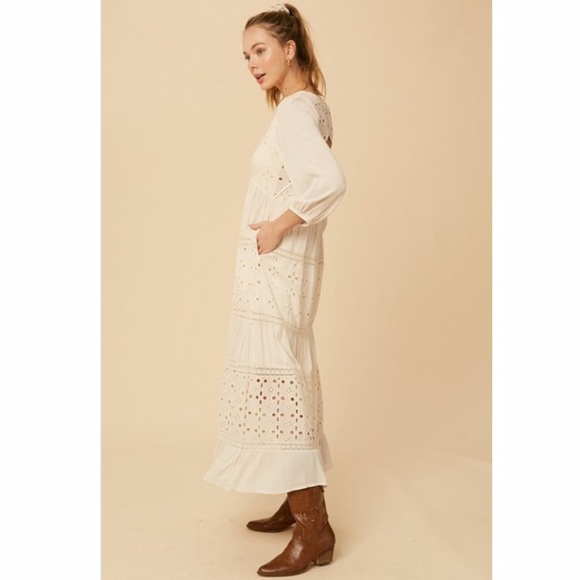 NEW Believe in Magic Boho Cut-out Ivory White Prairie Maxi Dress - Picture 11 of 14